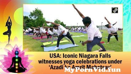 View Full Screen: usa iconic niagara falls witnesses yoga celebrations under azadi ka amrit mahotsav.mp4