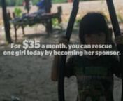 In parts of Thailand and India, girls who come from poor communities and have little education are told they have only one way to survive — by joining the sex industry. And once they enter this lifestyle, they are usually trapped in it for the rest of their lives. But you can stop this cultural slavery before it even begins by rescuing a girl through sponsorship. Your &#36;35 a month will provide her with essentials like education, healthy food, medical care, and more, giving her an option outside