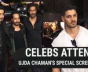 Ajay Devgn arrived at the screening of Ujda Chaman looking stylish in a black shirt with blue jeans. Sooraj Pancholi also attended the screening dressed in a white knit tee with blue jeans. Karan Wahi was also spotted at the event in an offwhite hoodie and blue denim. Patralekhaa kept it casual in a blue tee and jeans. Director Sajid Khan, Sonnalli Seygall, Soundarya Sharma, Mandana Karimi and other celebrities also arrived.
