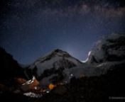 Experience the beauty of Mt. Everest at night in time-lapse. While most climbers slept, I attempted to capture some of the magic that the Himalayan skies have to offer while climbing to the top of the world.nnHere&#39;s a bit of what I endured at the end to make this possible: http://www.eliasaikaly.com/2013/05/into-the-death-zone/nnOne of the most rewarding parts of the journey was being able to share it with thousands of students on http://www.findinglife.cannThis time lapse video is comprised of