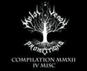 Compilations Metal Venom Promotions : MMXIInnCompilations mp3 en téléchargement gratuit ! Sortie le 11 novembre 2012 ! 80 groupes ! En partenariat avec : Finisterian Dead End / Kaotoxin / Exu Rei Recordsnnhttp://metalvenompromotions.wordpress.com/compilations/nnMP3 compilations (free download) out on 11st november 2012 ! 80 bands ! In partnership with : Finisterian Dead End / Kaotoxin / Exu Rei RecordsnnIV - Misc :nnALICE IN SLAUGHTERLAND - Call of the SirennALWAID - Hall of MasksnARTHURIAN SH