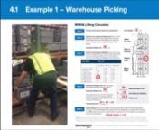 WISHA Lifting Calculator Example - Warehouse Picking