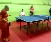 She is Saraswathi madam, 70+, was Karnataka no. 1 and top 10 in India in earlier days. One of the very few attacking women players that time. She happened to play for a while during the veterans table tennis tournament held on 22nd Oct in Malleswaram, Bangalore.