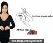 http://www.eye-bags.org/eyecream-Best Way To Get Rid Of Bags Under EyesnnHey everyone. It&#39;s Jean here from Eye-Bags.org and chances are you&#39;ve landed on this video, because you are searching for the best way to get rid of bags under eyes.nnI know exactly what it&#39;s like..........nnThere&#39;s nothing more annoying than having bags under eyes and frustrated of not knowing how to fix the problem yourself. nn1.Most of these problem comes from intake on high salty foods, which leads to fluid retent