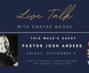 This week on Live Talk, Dwayne speaks with Josh Anders, Worship Pastor at The Pointe Church in Fort Wayne, Indiana. Josh shares his ministry journey and leadership principles he has learned along the way. Josh shares about his family, and how to balance the high demands of ministry and family life.nnAfter studying Music and Biblical Studies at Liberty UniversityJosh Anders followed God’s calling into music and began touring the country and world with a couple of different bands leading worsh