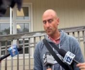 Chad Michael Busto spoke to reporters outside Southampton Village Justice Court Friday morning following his arraignment on charges that he stalked Drew Barrymore.