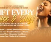 Lift Every VoicenSERIES: Lift Every Voice and Sing – The Biblical Significance of the Verses of James Weldon Johnson’s Black National AnthemnLesson 1: January 31, 2024 – February 6, 2024nRev. Geneva NelsonnnFocal Passage:nExodus 1:6-14, 22 (NLT) – 6In time, Joseph and all of his brothers died, ending that entire generation. 7But their descendants, the Israelites, had many children and grandchildren. In fact, they multiplied so greatly that they became extremely powerful and filled the la
