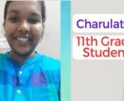 This is a video feedback testimonial of the 11th-grade student Charulatha about the