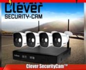 Clever SecurityCam™ Καταγραφικό NVR HD με 4 ασύρματες κάμερες IP – FULL HD – Χωρίς Καλώδια – Αδιάβροχες κάμερες με IP66 – Εξαιρετική εμβέλεια – Εφαρμογή για το Κινητό – Σύνδεση με WIFI η Ethernet