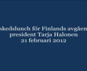 Tisdagen den 21 februari gav Kungaparet en lunch för Finlands avgående presidenten Tarja Halonen med make.nMed på lunchen var även Kronprinsessparet och Prinsessan Christina med make Tord Magnusson.nnFoto: Scanpix