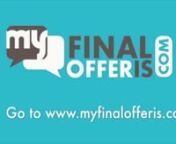 MyFinalOfferIs.com has a new name! Now we&#39;re called ... LET&#39;S HAGGLE! Visit us at http://LetsHaggle.comnnAt http://MyFinalOfferIs.com, you get to decide how much you want to pay on a tantalizing array of designer products! Just choose a product you would like to place an offer on and haggle with Mr MFOI, our online shopkeeper by sliding the arrow up and down to determine your offer. Once you are happy with your offer, click on “Make my offer”. After the offer closes, you will get an email (t