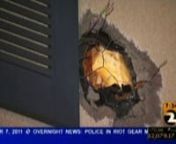12-07-11 KTVUnnDUBLIN, Calif. — A reality television stunt that went awry sent a cannonball careening into a residential Dublin neighborhood late Tuesday afternoon, punching holes through the front door and a wall of a home and smashing a minivan&#39;s window, but luckily leaving area residents unharmed.nnThe cannonball was fired as part of an experiement for the Discovery Channel show MythBusters.nThe Alameda County Sheriff&#39;s Department confirmed that at around 4 p.m. a cannonball was