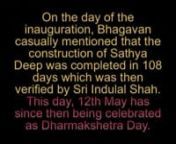 Dharmakshetra - A Teerthkshetra. nnDharmakshetra is the spiritual lighthouse established by Bhagawan Sri Sathya Sai Baba in Mumbai. As per the Divine Plan Bhagawan laid the foundation stone of Dharmakshetra on Diwali Day on 3rd November, 1967. It was completed in 108 days i.e on 12th May, 1968. Hence 12th May has since thenbeing celebrated as Dharmakshetra Day.nnSince this video was filmed in 1967 we have added necessary codecs to bring out the desired quality for public viewing.nnHere is an a