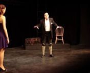 Malvolio, played by Frank Franconeri makes a pass at Olivia after being set up by Maria played by Alex Sunderhaus.