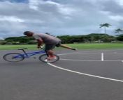 This first-generation BMX freestyler showed some cool tricks. He spun the bike while holding its handlebar and balancing on it. The man had been an inspiration to the riders in the coming generation.&#60;br/&#62;&#60;br/&#62;*The underlying music rights are not available for license. For use of the video with the track(s) contained therein, please contact the music publisher(s) or relevant rightsholder(s).