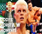 10 Worst Cody Rhodes Moments In AEW &#124; partsFUNknown&#60;br/&#62;Cody Rhodes may be gone from AEW but at least he solved racism while he was there! Was that his worst AEW moment? Let us know what you think in the comments!&#60;br/&#62;&#60;br/&#62;SUBSCRIBE TO partsFUNknown: https://bit.ly/2J2Hl6q&#60;br/&#62;TWITTER: https://twitter.com/partsfunknown&#60;br/&#62;FACEBOOK: https://www.facebook.com/partsfunknown/&#60;br/&#62;Buy wrestling merchandise here: wrestleshop.com&#60;br/&#62;Read more Feature content here on WrestleTalk.com: https://wrestletalk.com/features/