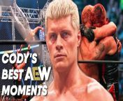 10 Best Cody Rhodes Moments In AEW&#60;br/&#62;Cody Rhodes has left AEW and thus what better time to reflect than now? These are Cody Rhodes&#39; 10 Best AEW moments and if there are any that we missed let us know in the comments!&#60;br/&#62;&#60;br/&#62;0:00 - Intro&#60;br/&#62;0:52 - 10&#60;br/&#62;1:46 - 9&#60;br/&#62;2:37 - 8&#60;br/&#62;3:24 - 7&#60;br/&#62;4:17 - 6&#60;br/&#62;5:03 - 5&#60;br/&#62;5:44 - 4&#60;br/&#62;6:27 - 3&#60;br/&#62;7:23 - 2&#60;br/&#62;8:11 - 1&#60;br/&#62;&#60;br/&#62;SUBSCRIBE TO partsFUNknown: https://bit.ly/2J2Hl6q&#60;br/&#62;TWITTER: https://twitter.com/partsfunknown&#60;br/&#62;FACEBOOK: https://www.facebook.com/partsfunknown/&#60;br/&#62;Buy wrestling merchandise here: wrestleshop.com&#60;br/&#62;Read more Feature content here on WrestleTalk.com: https://wrestletalk.com/features/