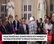 House Speaker Mike Johnson (R-LA) held a press briefing on Wednesday where he spoke about Sec. Alejandro Mayorkas.