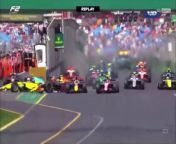 F2 2024 Australian Sprint Race Start Bortoleto Marti Crashes from village lane sex