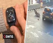 An 82-year-old great-grandad survived being mown down by a car by calmly dialling 999 on his Apple watch as he lay injured in the road.&#60;br/&#62;&#60;br/&#62;Tony Jauncey, 82, was crossing the street in Kidderminster, Worcs., when a car turned the corner and collided with him.&#60;br/&#62;&#60;br/&#62;CCTV shows Tony being hurled through the air and landing on his back following the horror crash on January 19.&#60;br/&#62;&#60;br/&#62;The driver of the car stopped and tried to help Tony but the quick-thinking pensioner had already called for help.&#60;br/&#62;&#60;br/&#62;Despite having a broken collar bone, cracked ribs and severe bruising to his right leg, Tony managed to dial 999 from his Apple watch.&#60;br/&#62;&#60;br/&#62;The gadget sent Tony&#39;s GPS location to the emergency services and minutes later paramedics and police were at the scene.&#60;br/&#62;&#60;br/&#62;Tony, who has four children, three grandchildren and two great-grandchildren, was rushed to hospital where he spent a week recovering from his &#92;