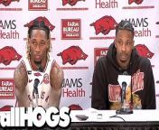 Arkansas Razorbacks&#39; El Ellis (15 points, 5 rebounds) and Tramon Mark (13 points, 5 rebounds) after a 78-75 win over the Georgia Bulldogs on Saturday evening at Bud Walton Arena in Fayetteville, Ark.
