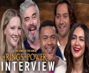 CinemaBlend discusses “The Lord of the Rings: Rings of Power” with the cast including Morfydd Clark, Trystan Gravelle, Charlie Vickers, Lloyd Owen, Maxim Baldry, Ema Horvath, Leon Wadham, Ismael Cruz Córdova, Benjamin Walker, Nazanin Boniadi, and Tyroe Muhafidin. Watch as Sean O’Connell gets their reaction to hearing their show will screen in theatres, working with J.A. Bayona, how long some of them would last in Middle Earth, and much more!