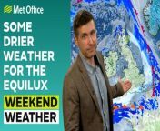 This is the Met Office UK Weather forecast for the weekend 14/03/2024 . &#60;br/&#62; &#60;br/&#62;Saturday will get off to a chilly and possibly frosty/foggy start before some rain pushes in later. This will clear to the east early on Sunday leaving a mostly dry day for the spring equilux, when days becoming longer than nights.Bringing you this weekend’s weather forecast is Alex Burkill. &#60;br/&#62;