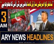 #ciphercase #PTI #headlines #pmshehbazsharif #pakarmy #asifzardari #maryamnawaz #supremecourt &#60;br/&#62;&#60;br/&#62;۔US Congressional hearing: Donald Lu rubbishes PTI founder’s cipher ‘conspiracy theory’&#60;br/&#62;&#60;br/&#62;۔Hammad Azhar resigns from PTI positions&#60;br/&#62;&#60;br/&#62;۔ECP issues code of conduct for Senate elections&#60;br/&#62;&#60;br/&#62;۔Hearing of £190 million reference against PTI founder, Bushra Bibi adjourned&#60;br/&#62;&#60;br/&#62;Follow the ARY News channel on WhatsApp: https://bit.ly/46e5HzY&#60;br/&#62;&#60;br/&#62;Subscribe to our channel and press the bell icon for latest news updates: http://bit.ly/3e0SwKP&#60;br/&#62;&#60;br/&#62;ARY News is a leading Pakistani news channel that promises to bring you factual and timely international stories and stories about Pakistan, sports, entertainment, and business, amid others.&#60;br/&#62;&#60;br/&#62;Official Facebook: https://www.fb.com/arynewsasia&#60;br/&#62;&#60;br/&#62;Official Twitter: https://www.twitter.com/arynewsofficial&#60;br/&#62;&#60;br/&#62;Official Instagram: https://instagram.com/arynewstv&#60;br/&#62;&#60;br/&#62;Website: https://arynews.tv&#60;br/&#62;&#60;br/&#62;Watch ARY NEWS LIVE: http://live.arynews.tv&#60;br/&#62;&#60;br/&#62;Listen Live: http://live.arynews.tv/audio&#60;br/&#62;&#60;br/&#62;Listen Top of the hour Headlines, Bulletins &amp; Programs: https://soundcloud.com/arynewsofficial&#60;br/&#62;#ARYNews&#60;br/&#62;&#60;br/&#62;ARY News Official YouTube Channel.&#60;br/&#62;For more videos, subscribe to our channel and for suggestions please use the comment section.