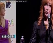 Comedian Kathy Griffin says she went way too far when she appeared in a brief video Tuesday holding what looked like President Donald Trump&#39;s bloody, severed head.