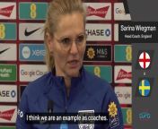 Sarina Wiegman was asked about Emma Hayes&#39; accusation Arsenal&#39;s Jonas Eidevall used &#39;male aggression&#39; on the touchline in the Conti Cup final