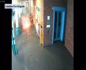 This is the moment an e-bike bursts into flames at Sutton railway station. London Fire Brigade have issued a warning to e-bike users about potentially harmful batteries.