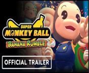Super Monkey Ball Banana Rumble is a 3D puzzle platformer developed by SEGA. Players can go at it alone or up to 4 player coop with 200 all-new stages set across different worlds, each with their unique twists and turns. Embark on a journey to collect special parts said to be the key to locating the Legendary Banana aided by a Rewind feature, Ghost Guide, generous Checkpoints in all stages, and more. Super Monkey Ball Banana Rumble is launching on June 25 for Nintendo Switch.