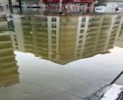 Flooded street in Al Barsha 1 from slipped in accidentally