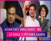 On April 17, Assam Chief Minister Himanta Biswa Sarma compared Congress leaders Priyanka Gandhi Vadra and Rahul Gandhi with the &#39;Amul Babies&#39;. Sarma said that people in Assam would prefer to see different animals rather than attend election campaign events held by the Gandhi siblings, reported ANI. Sarma’s remarks came after Priyanka Gandhi held a roadshow in support of Congress candidate Gaurav Gogoi in the Jorhat constituency on April 16. Watch the video to know more.&#60;br/&#62;