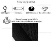 heavy weight 1000gsm pure cotton terry fabric in stock. Wholesale the knit high weight terry for clothing.