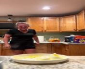 This man got pranked with a boiled egg by his wife. She microwaved one of the boiled eggs for 30 seconds before placing it on the plate. When her husband attempted to split the other egg in half, it exploded, scaring him away.