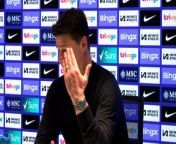 Chelsea boss Mauricio Pochettino reacts to an incredible home London derby. Chelsea managed a clean seat and 2-0 victory against London rivals Tottenham&#60;br/&#62;&#60;br/&#62;Stamford Bridge, London, UK