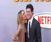 https://www.maximotv.com &#60;br/&#62;B-roll footage: Max Greenfield and wife Tess Sanchez attend the red carpet premiere of Netflix&#39;s &#39;Unfrosted&#39; at the Egyptian Theatre in Los Angeles, California, USA, on Tuesday, April 30, 2024. This video is only available for editorial use in all media and worldwide. To ensure compliance and proper licensing of this video, please contact us. ©MaximoTV