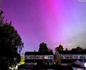 Stunning footage shows the Northern Lights above a row of homes in Berkshire.&#60;br/&#62;&#60;br/&#62;The phenomenon - also known as the aurora borealis - is highly rare in England and is usually only visible closer to the poles.&#60;br/&#62;&#60;br/&#62;Captured on a Google Pixel 8 Pro, the first video is nine still exposures stitched together.&#60;br/&#62;&#60;br/&#62;The second video is a five-hour timelapse shot on an Osmo Pocket 3.&#60;br/&#62;&#60;br/&#62;The beautiful scenery was shot on May 11 in West Berkshire.