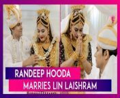 On November 29, Bollywood Actor Randeep Hooda And Actress Lin Laishram Exchanged Vows In An Intimate Ceremony In Imphal, Manipur. Opting For Traditional Manipuri Wedding Attire, Randeep Wore An All-White Kurta And Dhoti With Yellow Headwear, While Lin Looked Stunning In A White And Pink Saree Paired With A Black Blouse Adorned With Gold Jewellery. The Couple&#39;s Wedding Looks, Captured In Videos Shared On Social Media, Have Become A Source Of Excitement For Fans. The Ceremony, Marked By Smiles And Traditional Rituals, Showcased The Joyous Moments Of The Couple Surrounded By Close Guests And Relatives.&#60;br/&#62;