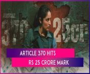 Article 370 is a political thriller directed by Aditya Suhas Jambhale. The film, starring Yami Gautam in the lead role, debuted in theatres on February 23. Within three days, it has managed to surpass the Rs 25 crore mark at the domestic box office, showcasing significant progress. The compelling performances and the film’s engaging storyline have resonated strongly with audiences, propelling it to box office success.&#60;br/&#62;