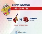 Watch the Third Quarter of the matchup between Letran and San Beda on Day 2 of the #NCAASeason99 Juniors Basketball tournament.&#60;br/&#62;