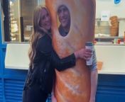 Olly Murs dressed up as a sausage roll for a surprise Greggs-themed baby shower for his wife Amelia.Source: Olly Murs