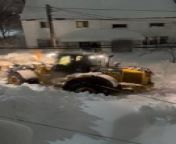 These residents witnessed a snowplow struggling to make way outside their house in Nova Scotia, Canada. The snowplow couldn&#39;t get through the thick blanket of snow that was left over by a blizzard. Another one came to help it out, but to no avail.