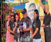 Ricky &#39;Dougie&#39; Hapson Jr&#39;s family addresses the media outside Dubbo court on the final day of the inquest into his death. March 8, 2024