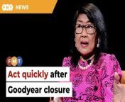 The ex-international trade and industry minister says authorities must analyse the factors leading companies to shut down operations.&#60;br/&#62;&#60;br/&#62;&#60;br/&#62;Read More: https://www.freemalaysiatoday.com/category/nation/2024/03/07/rafidah-urges-prompt-action-after-goodyear-announces-closure/&#60;br/&#62;&#60;br/&#62;Laporan Lanjut: https://www.freemalaysiatoday.com/category/bahasa/tempatan/2024/03/07/goodyear-umum-tutup-kilang-rafidah-seru-kerajaan-segera-bertindak/&#60;br/&#62;&#60;br/&#62;&#60;br/&#62;Free Malaysia Today is an independent, bi-lingual news portal with a focus on Malaysian current affairs.&#60;br/&#62;&#60;br/&#62;Subscribe to our channel - http://bit.ly/2Qo08ry&#60;br/&#62;------------------------------------------------------------------------------------------------------------------------------------------------------&#60;br/&#62;Check us out at https://www.freemalaysiatoday.com&#60;br/&#62;Follow FMT on Facebook: https://bit.ly/49JJoo5&#60;br/&#62;Follow FMT on Dailymotion: https://bit.ly/2WGITHM&#60;br/&#62;Follow FMT on X: https://bit.ly/48zARSW &#60;br/&#62;Follow FMT on Instagram: https://bit.ly/48Cq76h&#60;br/&#62;Follow FMT on TikTok : https://bit.ly/3uKuQFp&#60;br/&#62;Follow FMT Berita on TikTok: https://bit.ly/48vpnQG &#60;br/&#62;Follow FMT Telegram - https://bit.ly/42VyzMX&#60;br/&#62;Follow FMT LinkedIn - https://bit.ly/42YytEb&#60;br/&#62;Follow FMT Lifestyle on Instagram: https://bit.ly/42WrsUj&#60;br/&#62;Follow FMT on WhatsApp: https://bit.ly/49GMbxW &#60;br/&#62;------------------------------------------------------------------------------------------------------------------------------------------------------&#60;br/&#62;Download FMT News App:&#60;br/&#62;Google Play – http://bit.ly/2YSuV46&#60;br/&#62;App Store – https://apple.co/2HNH7gZ&#60;br/&#62;Huawei AppGallery - https://bit.ly/2D2OpNP&#60;br/&#62;&#60;br/&#62;#FMTNews #RafidahAziz #Goodyear #AnnouncesClosure