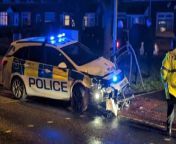 Footage of the aftermath of crash between a police car and a member of the public&#39;s vehicle in Walsall.