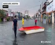 Severe storms dumped heavy rainfall and caused flooding in Buenos Aires, Argentina, on March 12. Floodwaters took over city streets, swallowing vehicles and forcing business closures.