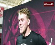 Former Sooners&#39; tight end Austin Stogner meets the press after OU&#39;s Pro Day on March 12, 2024.
