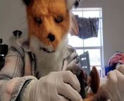 Rescue worker donned a bizarre fox costume to feed an orphaned cub at a wildlife centre.Source: Richmond Wildlife Center
